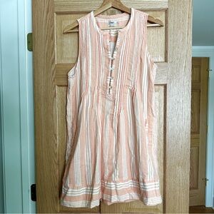 Faherty Isha Dress in Sepia Neutral Stripe